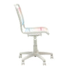 Blush/Blue Low Back Bungie Office Chair with White Frame and Base