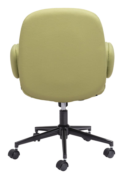 Olive Green Boho Office Chair with Unique Oval Armrests