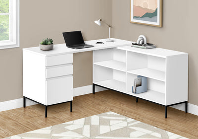 L-Shaped 60" White Contemporary Office Desk