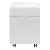 Modern White 18" Gloss Mobile File Cabinet