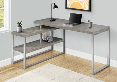 L-Shaped 60" Grey Corner Desk with Storage