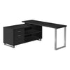 72" Black and Silver Executive L-Shaped Desk