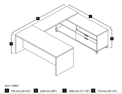 Modern White U-shaped Desk with Built-in Storage