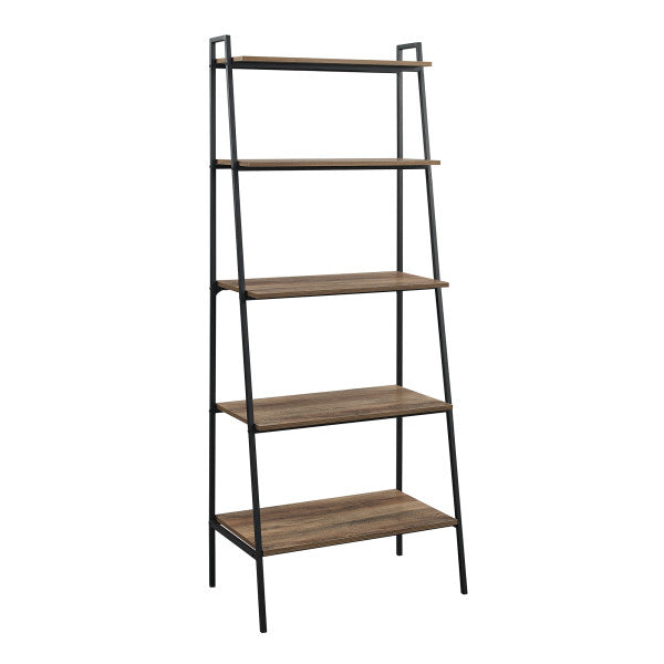 72" Oak/Metal Ladder Bookcase by Walker Edison