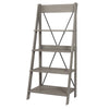 68" Gray Woodgrain Solid Wood Ladder Bookshelf
