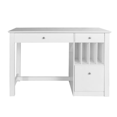 48" White Modern Desk with Built-in Storage