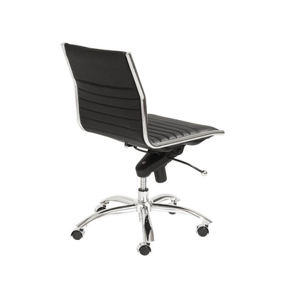 Armless Black Leatherette Modern Office Chair