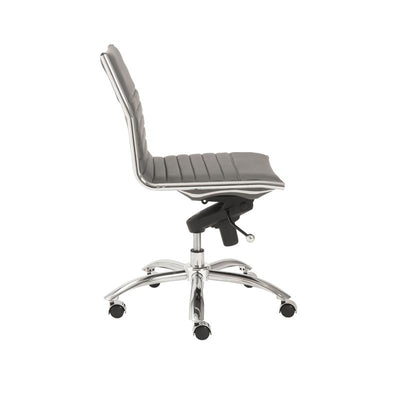 Armless Gray Leatherette Modern Office Chair