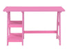 47" Office Desk with Built-in Shelves in Pink Finish