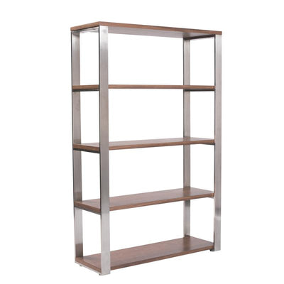 Walnut Veneer and Stainless Steel Office Bookcase