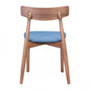 Retro-Modern Walnut Guest or Conference Chair w/ Blue Cushion (Set of 2)