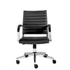 Ribbed Modern Black Office Chair with Padded Armrests