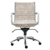 Beige Velvet Low Back Office Chair with Chrome Armrests & Base