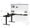 71" White & Deep Gray Desk & Hutch and 48" Sit-Stand Desk