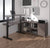 Modern Height Adjustable Sit-Stand Desk with Credenza in Bark Gray