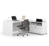 71" x 71" White L-shaped Desk with Integrated Storage