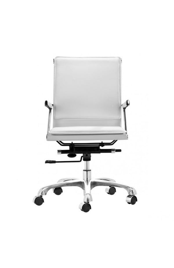 White Leather & Chrome Office Chair by Zuo