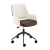 Elegant Office Chair in Ivory and Brown Leatherette
