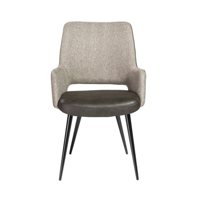 Gray Leatherette and Fabric Guest Armchair