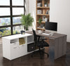 71" L-Shaped Bark Gray and White Office Desk with Storage