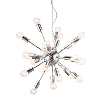 Silver Chrome & Bare Bulb Hanging Office Lamp