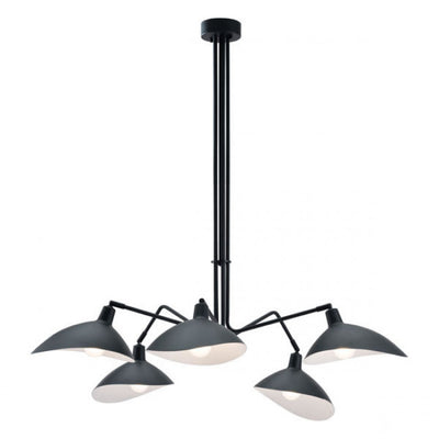 Adjustable Scoop-Style Hanging Ceiling Light in Black & White