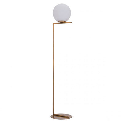 Brushed Brass Minimalist Floor Lamp w/ Orb Lamp