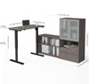 2-Piece Set - Standing Desk and Credenza with Hutch in Bark Gray