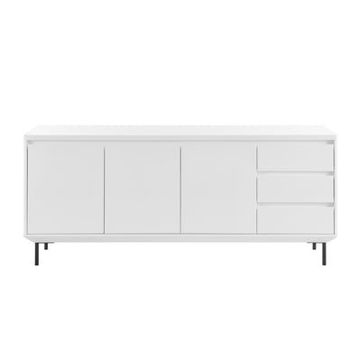 63" White Credenza with 3 Cabinets & 3 Drawers