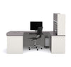 U-shaped Desk with Hutch in Slate & Sandstone