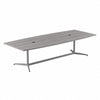 120" Boat-Top Conference Table with Metal Base in Platinum Gray