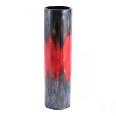Large Black & Red Lava-Style Vase