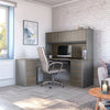 Premium L-shaped Desk with Hutch in Bark Gray and Slate