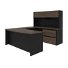 Antigua and Black U-shaped Desk with Hutch and Oversized File Drawers