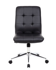 Black Faux Leather Armless Chair on Casters from Boss