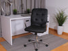 Black Faux Leather Button-Tufted Chair