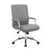 Ribbed Gray & Chrome Mid-Back Office Chair