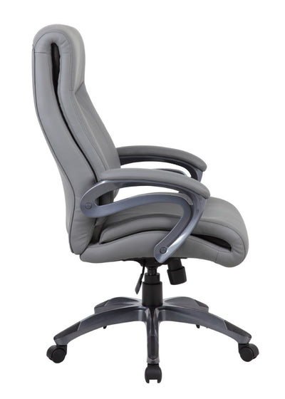 Superior Gray Leather & Nylon Office Chair