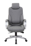 Gray Diamond-Patterned Faux Leather Office Chair