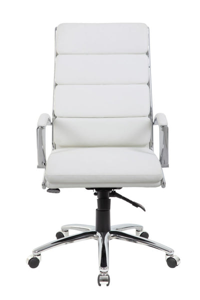 White Faux Leather Office Chair w/ Padded Back & Seat