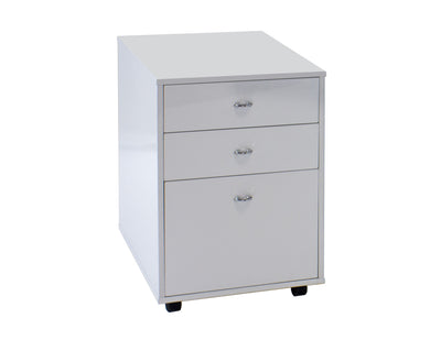 Modern White Lacquer Curved Executive Desk with Mobile Files