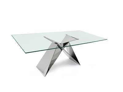 86" Gorgeous Glass Top & Steel Executive Office Desk or Conference Table