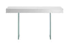 55" White Lacquer & Glass Console Desk