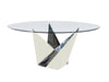Modern Glass & Polished Stainless Steel Circular Meeting Table