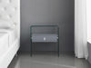 Modern Glass Nightstand with Gray Lacquer Drawer