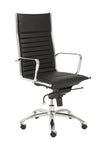 Black Leather & Chrome High Back Modern Office Chair