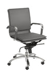 Low Back Gray Leather & Chrome Modern Office Chair