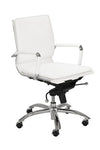 Low Back White Leather & Chrome Modern Office Chair