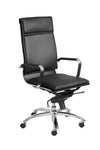 High Back Black Leather & Chrome Modern Office Chair