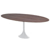 77" Oval Walnut Meeting Table w/ Matte White Aluminum Base